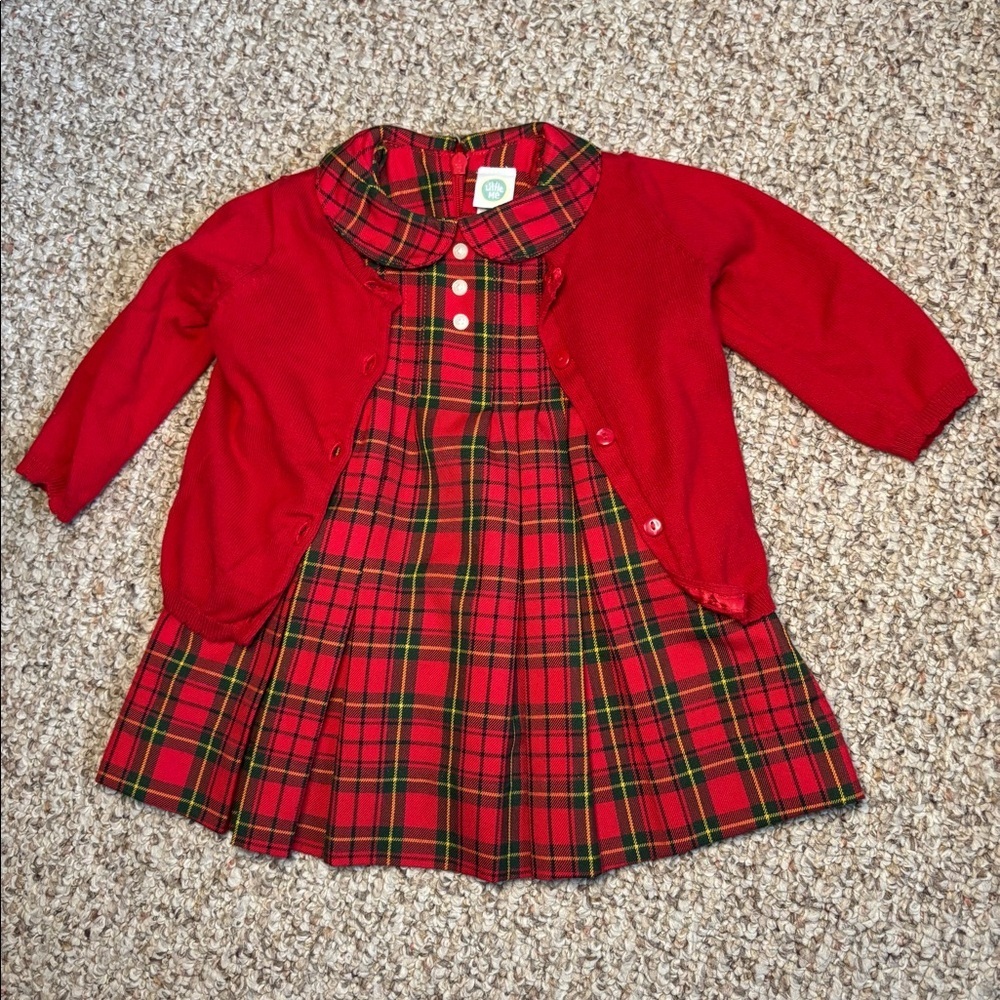 6m Little Me dress & H&M cardigan